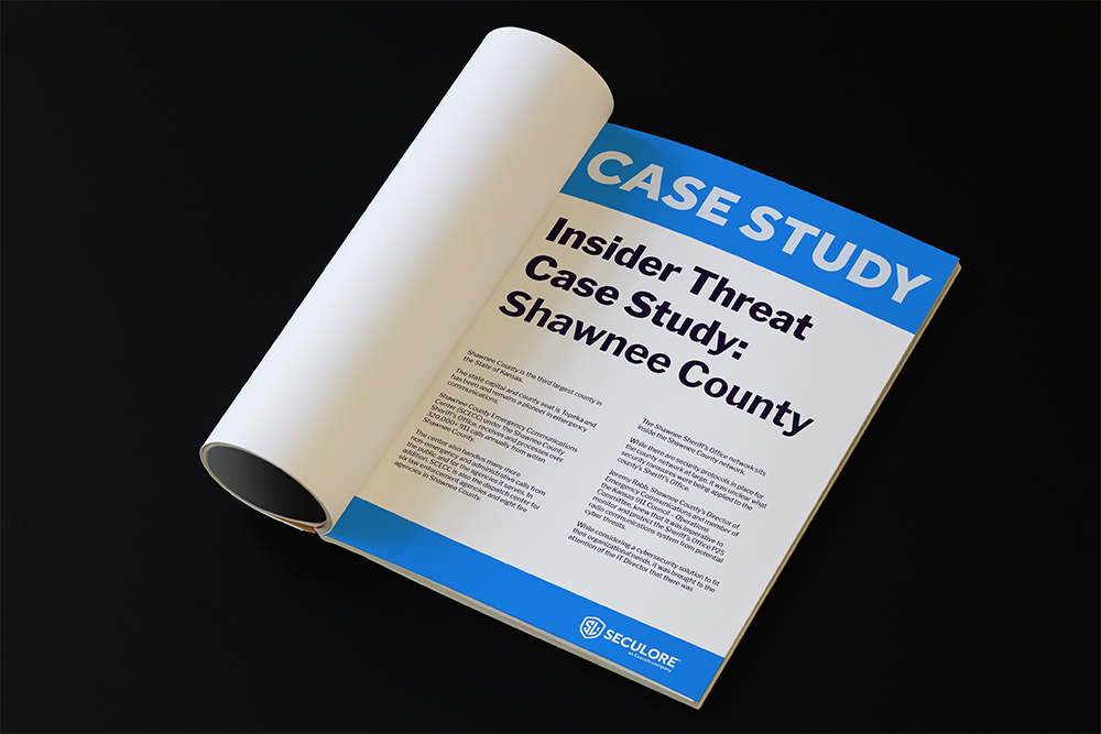 A booklet of SecuLore's insider threat case study with Shawnee County.